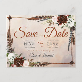 Rustic Woodland Feathers and Blommigt Bloom Vykort