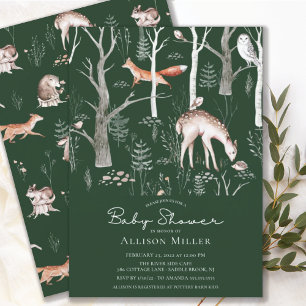 Rustic Woodland Forest Animals Baby Shower Invita Inbjudningar