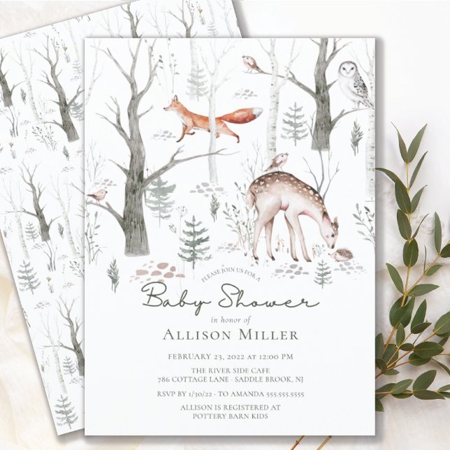 Rustic Woodland Forest Animals Baby Shower Invita Inbjudningar (Skapare uppladdad)