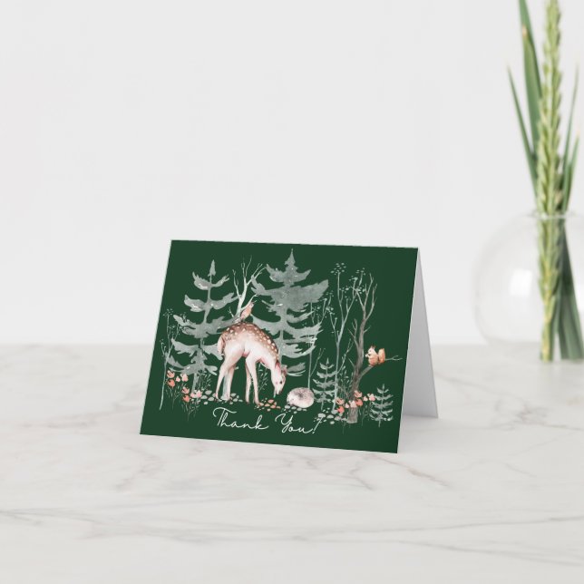 Rustic Woodland Forest Animals Baby Shower Tack Kort (Framsida)