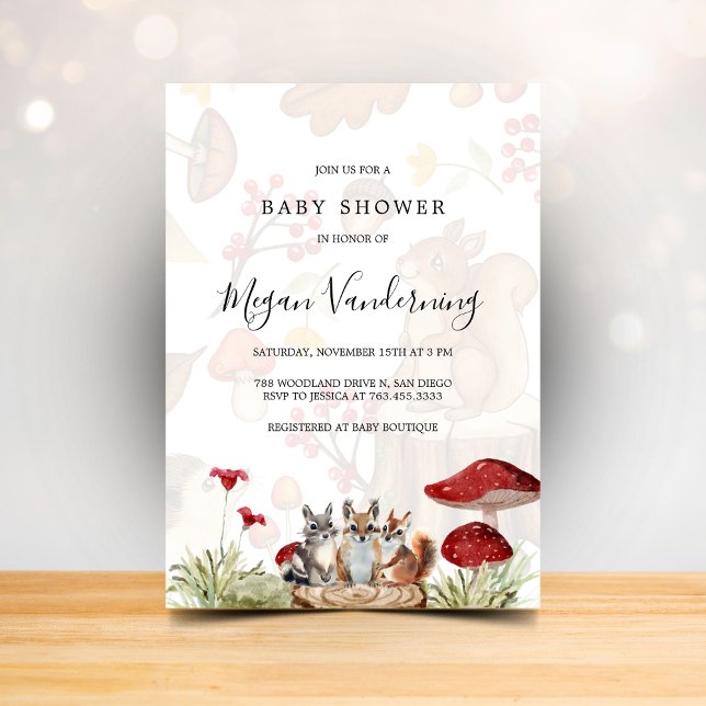 Rustic Woodland Forest Baby Shower Invitation Inbjudningar (Skapare uppladdad)