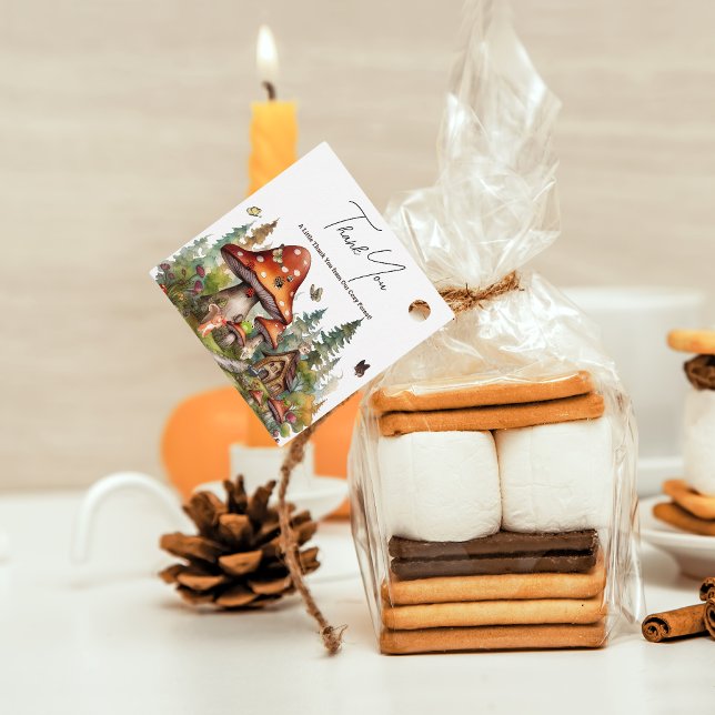 Rustic Woodland Forest Mushroom Baby Shower Fall Gåvor Etiketter (mushroom woodland forest fall autumn baby shower theme)