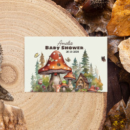 Rustic Woodland Forest Mushroom Baby Shower Fall Mat Etiketter