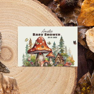 Rustic Woodland Forest Mushroom Baby Shower Fall Mat Etiketter