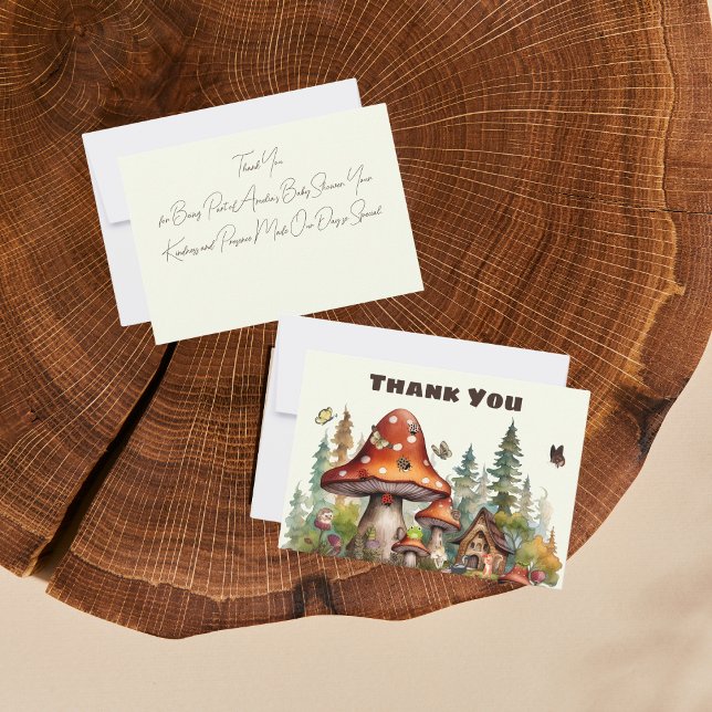 Rustic Woodland Forest Mushroom Baby Shower Fall Tack Kort (mushroom baby shower fall autumn theme)