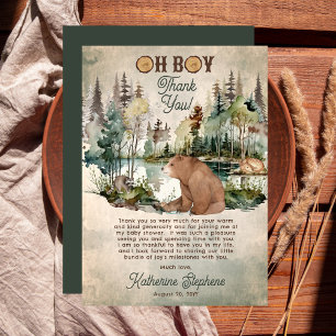 Rustic Woodland Forest Oh Boy Bear Baby Shower Tack Kort