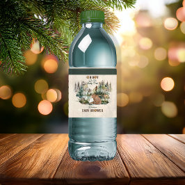 Rustic Woodland Forest Oh Boy Bear Baby Shower Vattenflaskor Etikett