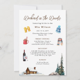 Rustic Woodland Forest Winter Bachelorette helg Inbjudningar