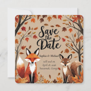 Rustic Woodland Fox Autumn Spara datumet Bröllop