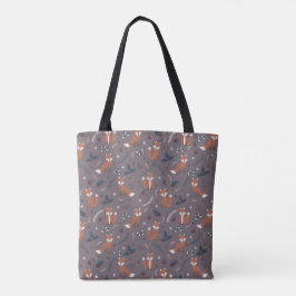 Rustic Woodland Fox Tote Bag - Cute Nature Tygkasse