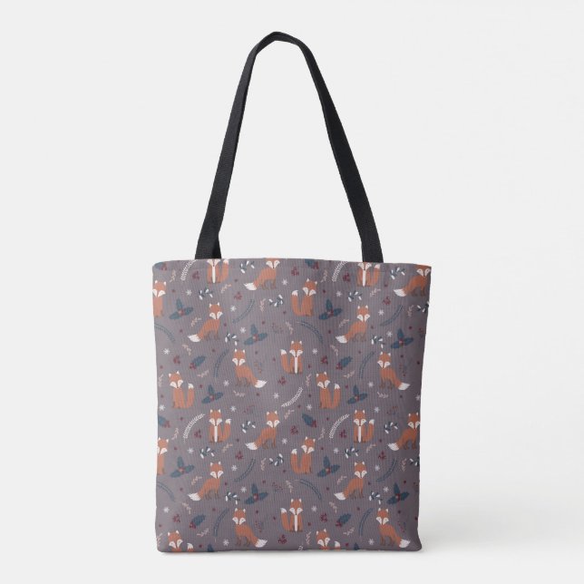 Rustic Woodland Fox Tote Bag - Cute Nature Tygkasse (Baksida)