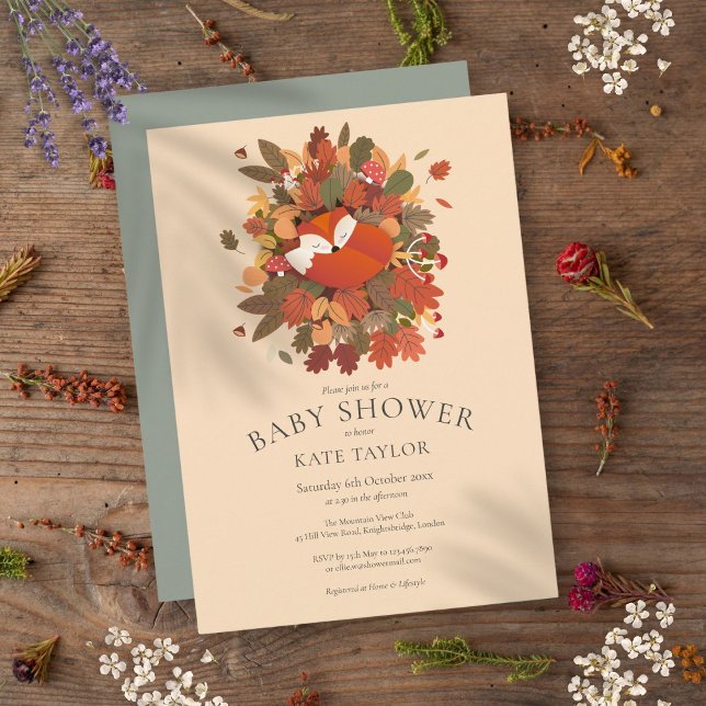 Rustic Woodland Fox Unge Baby Shower Sprinkle Inbjudningar (Rustic Woodland Fox Cub Baby Shower Sprinkle Invitation)