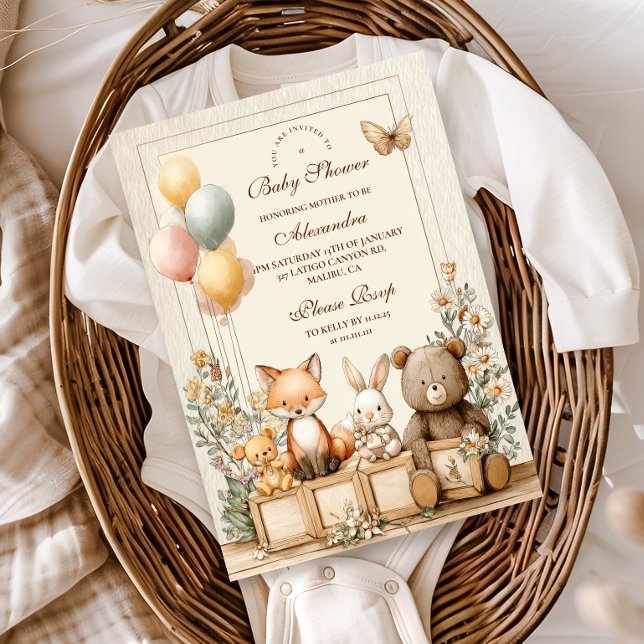Rustic Woodland Friends Baby Shower Inbjudningar (Skapare uppladdad)