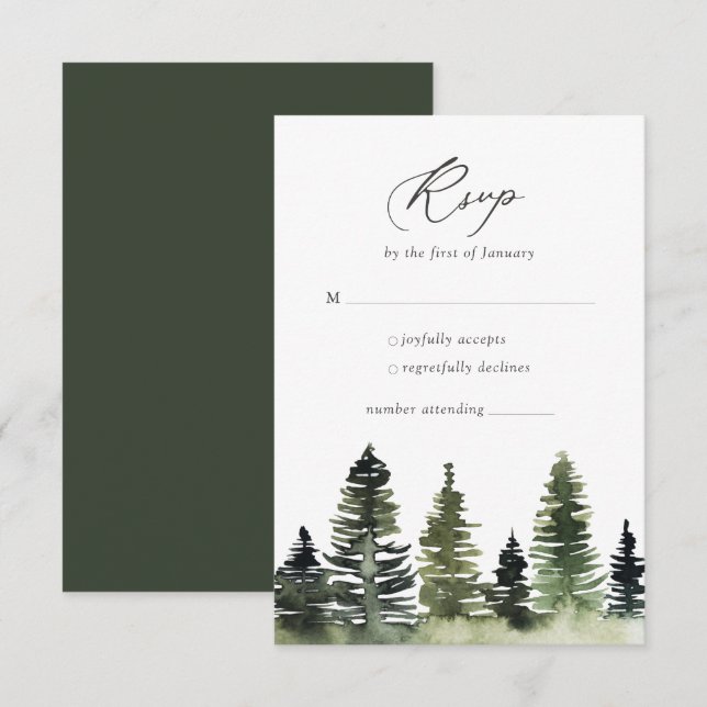 Rustic Woodland Gräs Träd Bröllop OSA Card Kort (Fram/baksida)