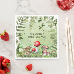 Rustic Woodland Greenery Mushrum Fungi Ferns Pappersservett