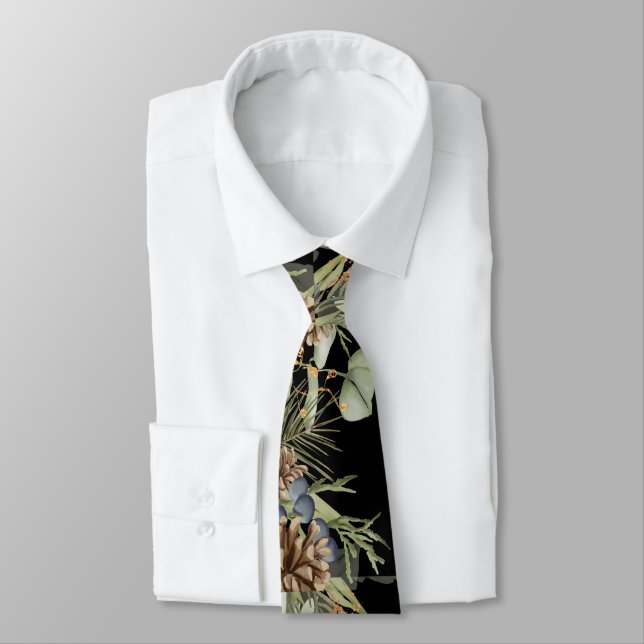 Rustic Woodland Greenery på Black Bröllop Slips (Bunden)