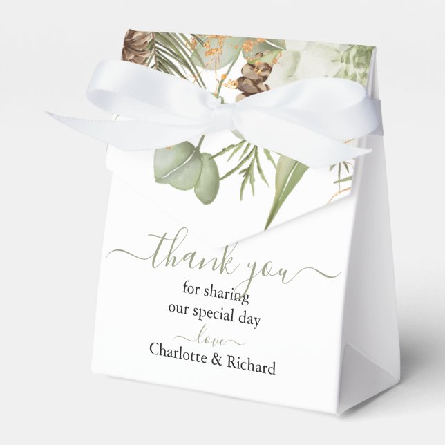 Rustic Woodland Greenery & Pinecones Bröllop Presentaskar (Framsidan Sidan)