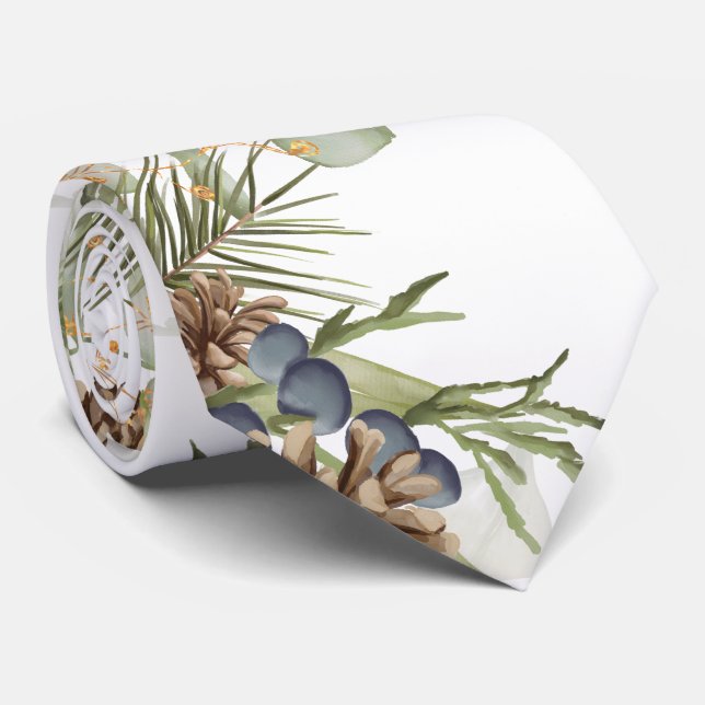 Rustic Woodland Greenery & Pinecones Bröllop Slips (Rullad)
