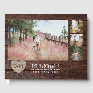 Rustic Woodland Heart FOTO Bröllop Brud Shower Gästböcker