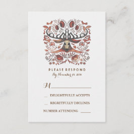 Rustic Woodland Hjort Antlers Bröllop OSA Card Kort