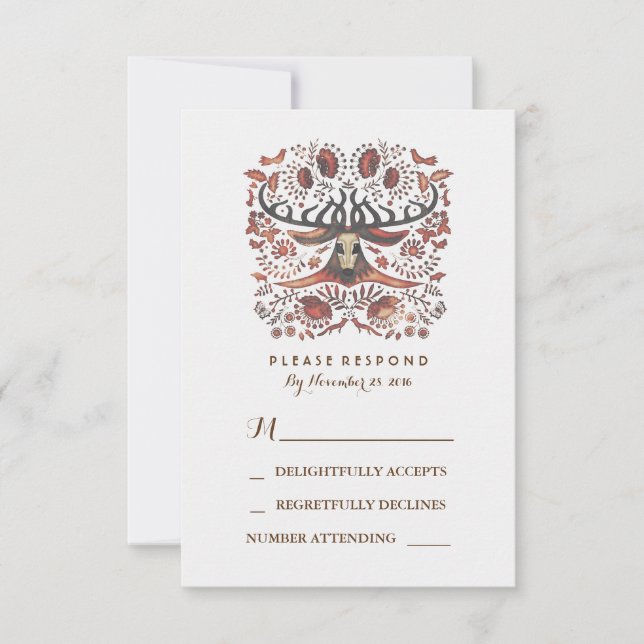 Rustic Woodland Hjort Antlers Bröllop OSA Card Kort (Framsida)