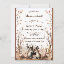 Rustic Woodland Hjort Baby Shower Inbjudningar