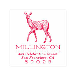 Rustic Woodland Hjort Family Namn Returadress Självfärgande Stämpel