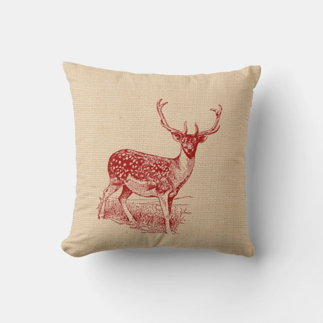 Rustic Woodland Hjort Pillow Kudde (Framsida)