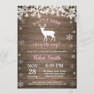 Rustic Woodland Hjort Winter Baby Shower Inbjudningar