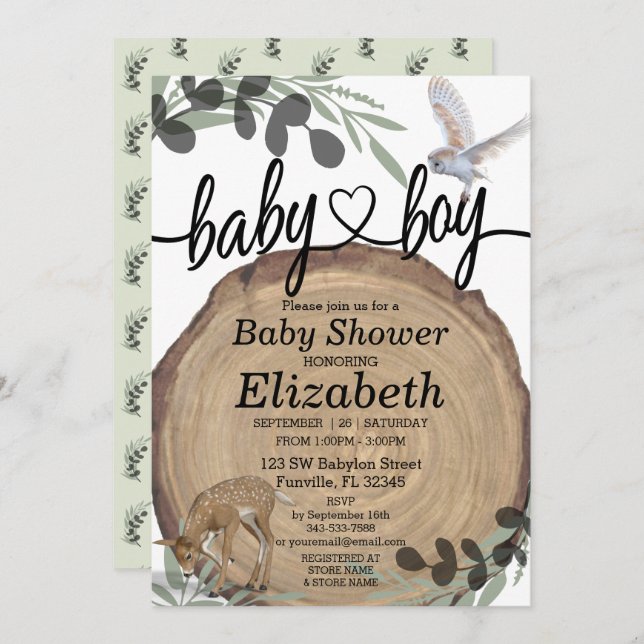 Rustic Woodland Inbjudningar (Fram/baksida)