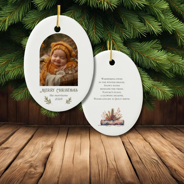 Rustic Woodland Juloval Julgransprydnad Keramik (Skapare uppladdad)