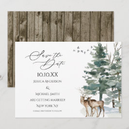 Rustic Woodland Land Spara datumet Inbjudningar