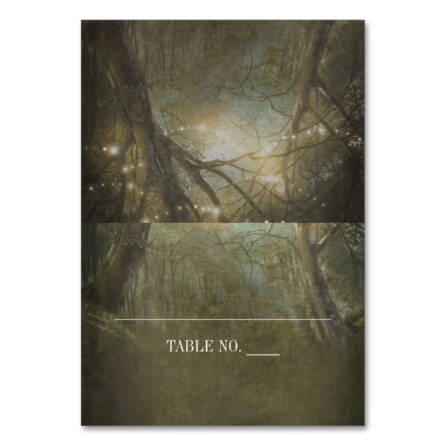 Rustic Woodland Ljus Place Cards Bordsnummer (Framsidan)