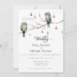 Rustic Woodland Love birds Firande Inbjudningar