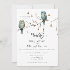 Rustic Woodland Love birds Firande Inbjudningar