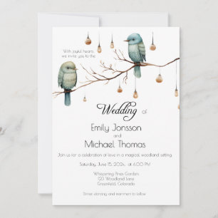 Rustic Woodland Love birds Firande Inbjudningar