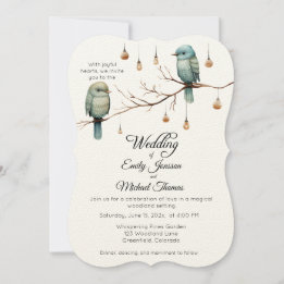 Rustic Woodland Love birds Firande Inbjudningar