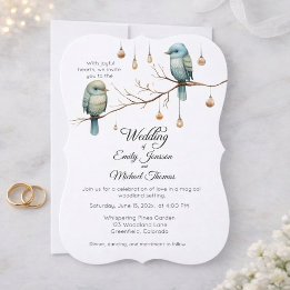 Rustic Woodland Love birds Firande Inbjudningar