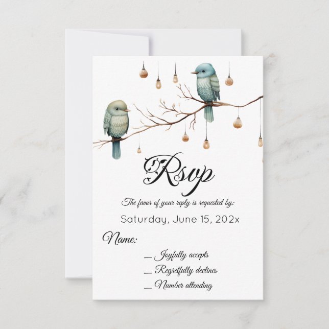 Rustic Woodland Love birds Firande OSA Kort (Framsida)