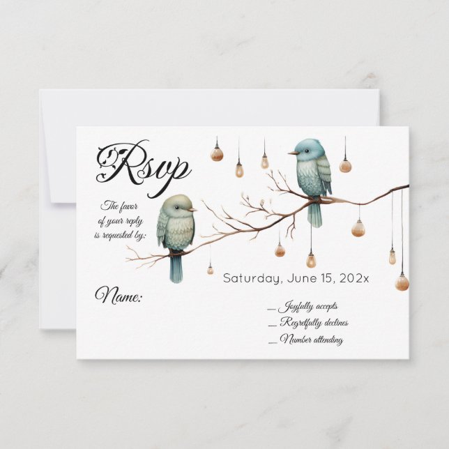 Rustic Woodland Love birds Firande OSA Kort (Framsida)
