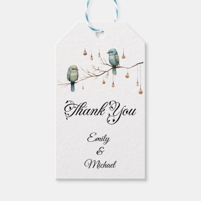 Rustic Woodland Love birds Firande Presentetikett (Framsidan)