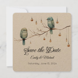 Rustic Woodland Love birds Firande Spara Datumet