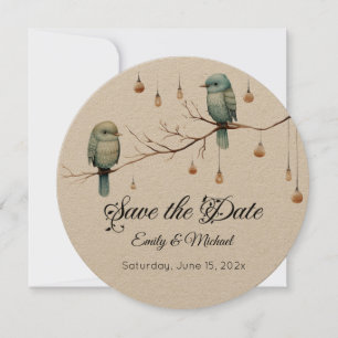 Rustic Woodland Love birds Firande Spara Datumet