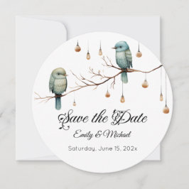 Rustic Woodland Love birds Firande Spara Datumet