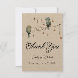 Rustic Woodland Love birds Firande Tack Kort