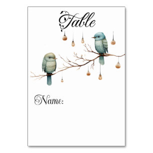 Rustic Woodland Love birds Romantic Bröllop Bordsnummer