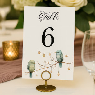 Rustic Woodland Love birds Romantic Bröllop Bordsnummer