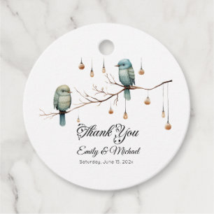 Rustic Woodland Love birds Romantic Bröllop Gåvor Etiketter