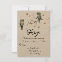 Rustic Woodland Love birds Romantic Bröllop OSA Kort