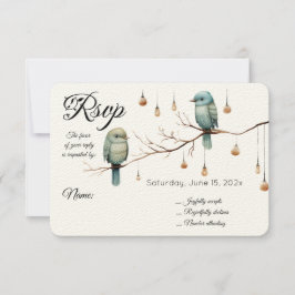 Rustic Woodland Love birds Romantic Bröllop OSA Kort